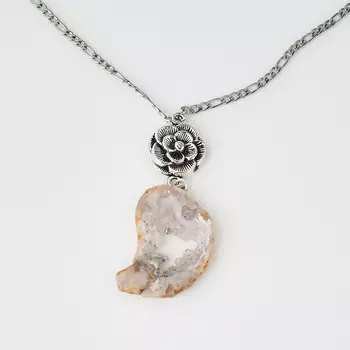 Кулон агат серый (биж. сплав, сталь хир.) жеода