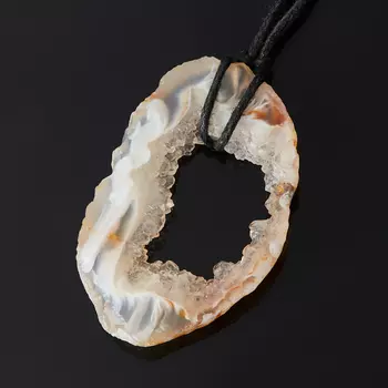 Кулон агат серый (биж. сплав, текстиль)