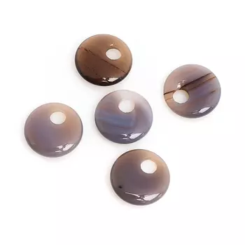 Кулон агат серый круг 3 см