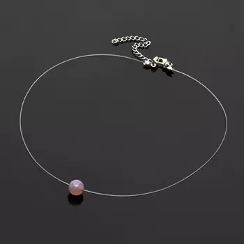 Кулон агат серый на леске (биж. сплав)