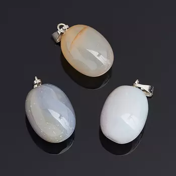 Кулон агат серый овал 3 см