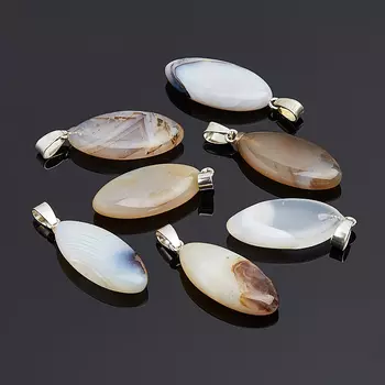 Кулон агат серый овал 4 см