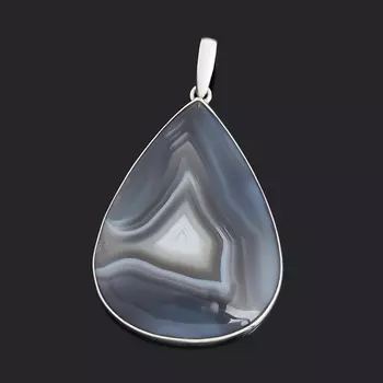 Кулон агат серый (серебро 925 пр.) капля