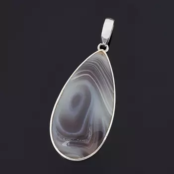 Кулон агат серый (серебро 925 пр.) капля