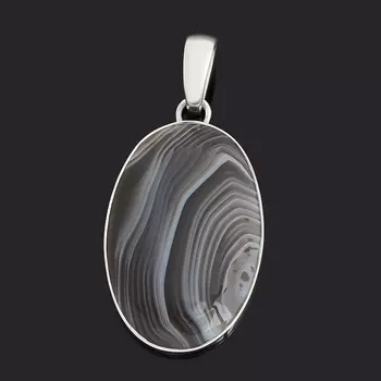 Кулон агат серый (серебро 925 пр.) овал