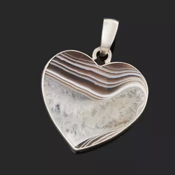 Кулон агат серый (серебро 925 пр.) сердечко