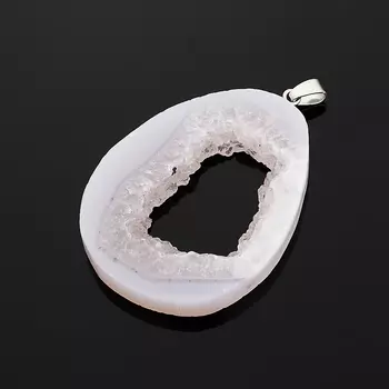 Кулон агат серый срез (биж. сплав) 6,5-8 см