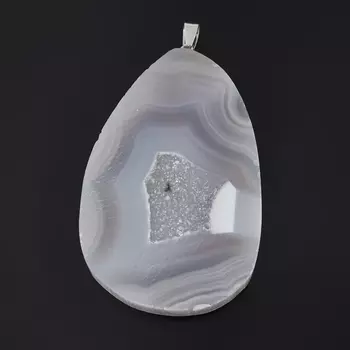 Кулон агат серый срез (биж. сплав) 6,5-8 см