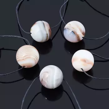 Кулон агат серый (текстиль) 2 см