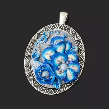 Кулон аквамарин (биж. сплав, глина полимерная) овал 6 см