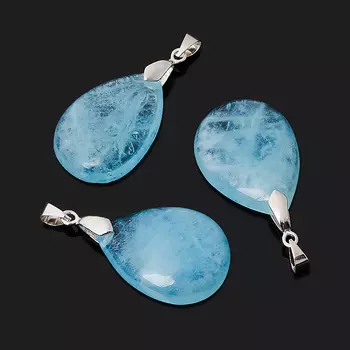 Кулон аквамарин (биж. сплав) капля 4,5 см