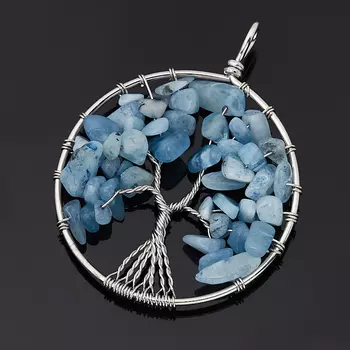 Кулон аквамарин (биж. сплав) круг 6 см