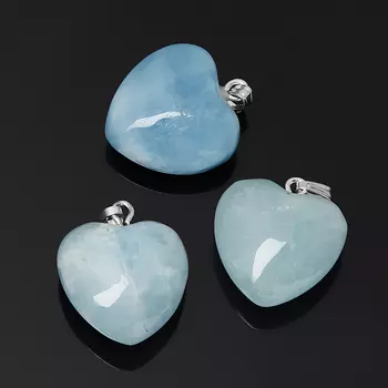 Кулон аквамарин (биж. сплав) сердечко 3 см