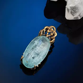 Кулон аквамарин огранка (серебро 925 пр., позолота)