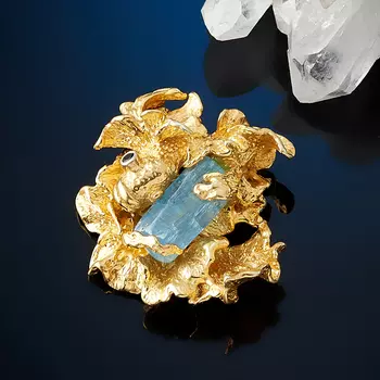 Кулон аквамарин (серебро 925 пр. позолота)