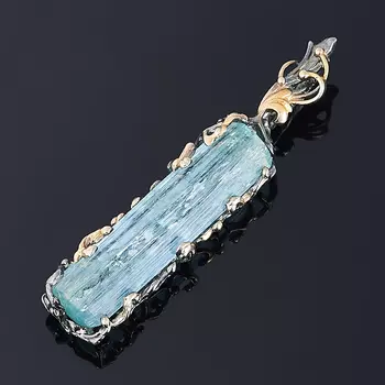 Кулон аквамарин (серебро 925 пр. позолота, родир. черн.) огранка