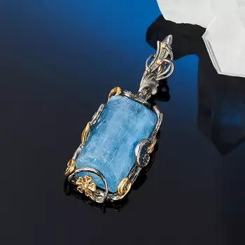 Кулон аквамарин (серебро 925 пр. позолота, родир. сер.)