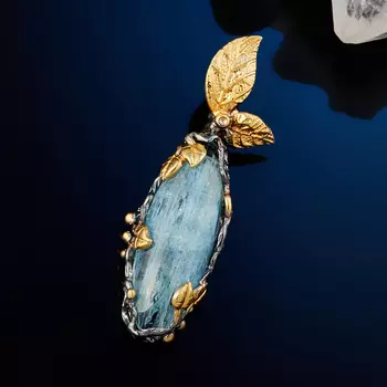 Кулон аквамарин (серебро 925 пр. позолота, родир. сер.)