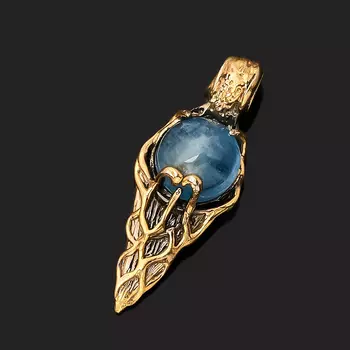 Кулон аквамарин (серебро 925 пр. позолота, родир. черн.)