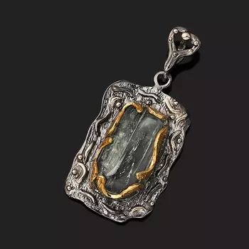 Кулон аквамарин (серебро 925 пр. позолота, родир. сер.)