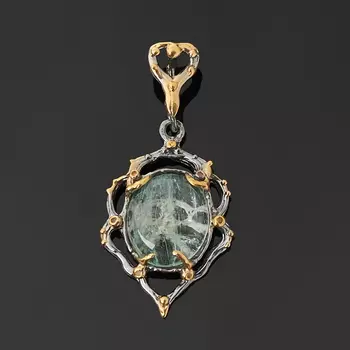 Кулон аквамарин (серебро 925 пр. позолота, родир. сер.)