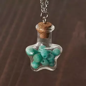 Кулон амазонит (биж. сплав, сталь хир., стекло) бутылочка 3 см