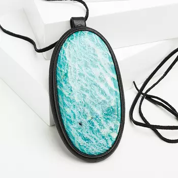 Кулон амазонит (кожа натуральная) овал