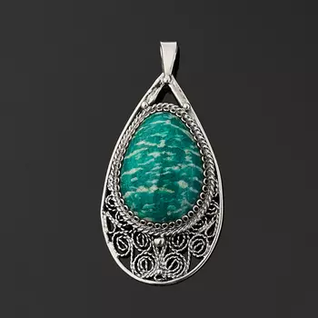 Кулон амазонит (нейзильбер) капля