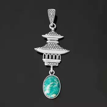 Кулон амазонит (серебро 925 пр. оксидир.)