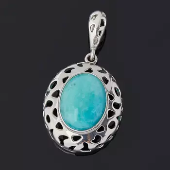 Кулон амазонит (серебро 925 пр. родир. бел.) овал