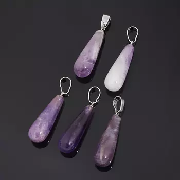 Кулон аметист (биж. сплав) капля 3,5-4 см