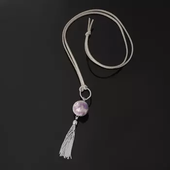 Кулон аметист (биж. сплав, кожа) 10 см