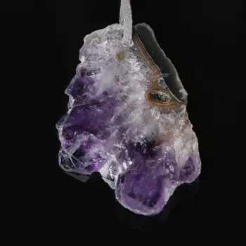 Кулон аметист (биж. сплав, кожа натур.) друза 6,5 см