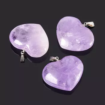 Кулон аметист (биж. сплав) сердечко 3,5-4 см