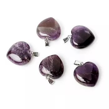 Кулон аметист (биж. сплав) сердечко 3,5-4 см