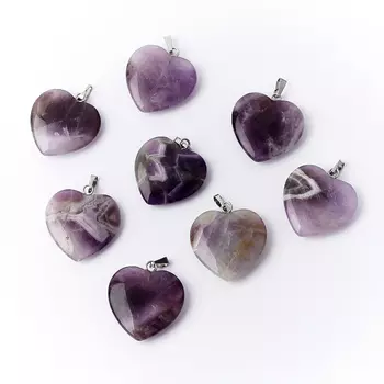 Кулон аметист (биж. сплав) сердечко 3 см