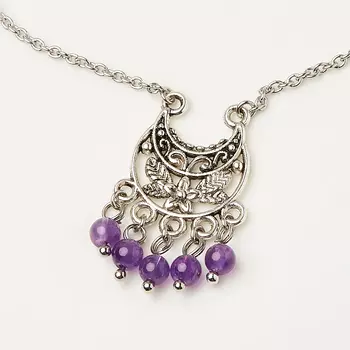 Кулон аметист (биж. сплав, сталь хир.) 3 см