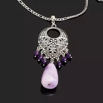 Кулон аметист (биж. сплав, сталь хир.) 8 см