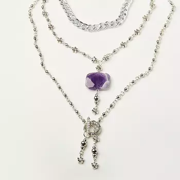 Кулон аметист (биж. сплав, сталь хир.) огранка