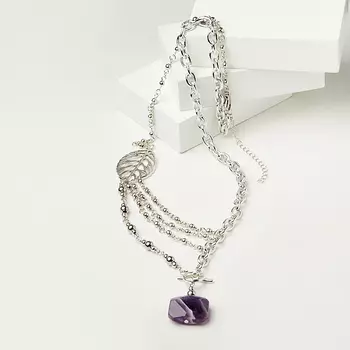 Кулон аметист (биж. сплав, сталь хир.) огранка