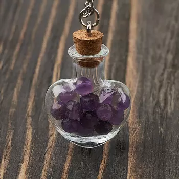 Кулон аметист (биж. сплав, стекло) бутылочка огранка 3,5 см