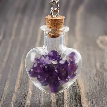 Кулон аметист (биж. сплав, стекло) бутылочка огранка 3,5 см