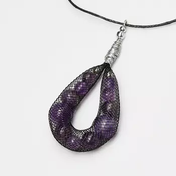 Кулон аметист (биж. сплав, текстиль)