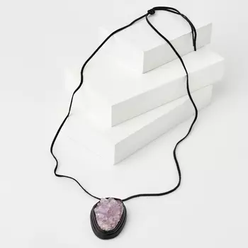 Кулон аметист (кожа натуральная) друза