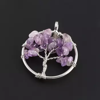 Кулон аметист круг (биж. сплав) 3,5 см