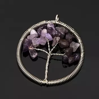 Кулон аметист круг (биж. сплав) 5,5 см