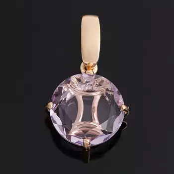 Кулон аметист круг Близнецы огранка (серебро 925 пр. позолота)