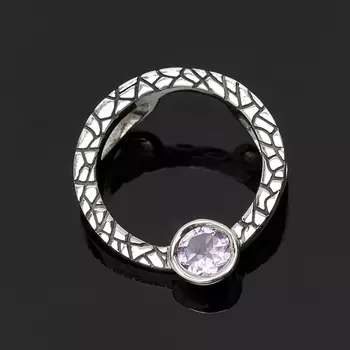 Кулон аметист круг огранка (серебро 925 пр.)