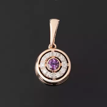 Кулон аметист круг огранка (серебро 925 пр., позолота)