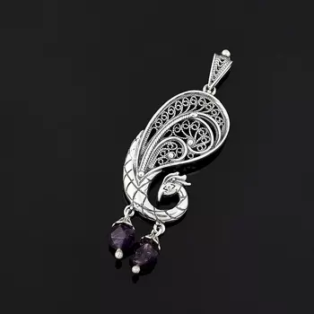 Кулон аметист огранка (серебро 925 пр. оксидир.)